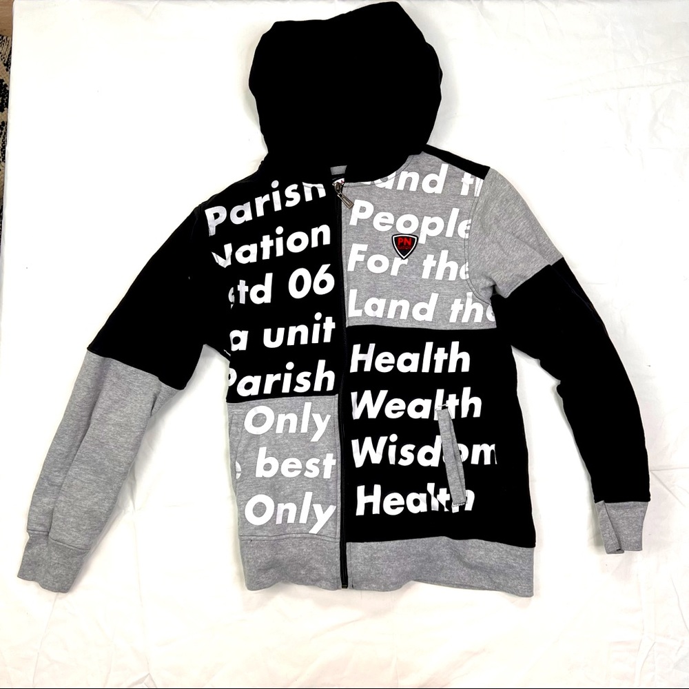 Parish Nation Gray BlackFull Zip Hoodie Sweatshirt Size M A050122 Rn125291